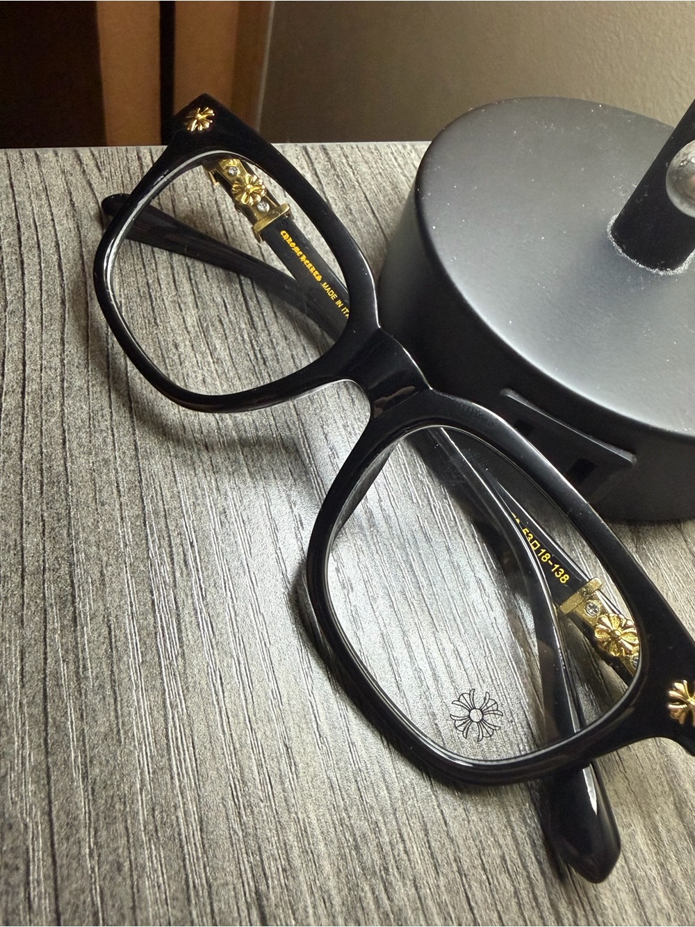 Chrome Hearts Black sunglasses Frames with Gold Fleur Accents